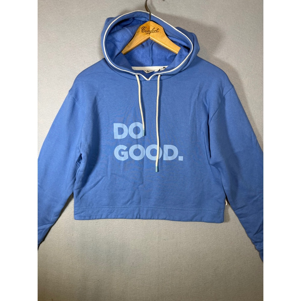 Cotopaxi Do Good Cropped Hoodie Blue Organic Cotton Pullover S23474W452 Womens M